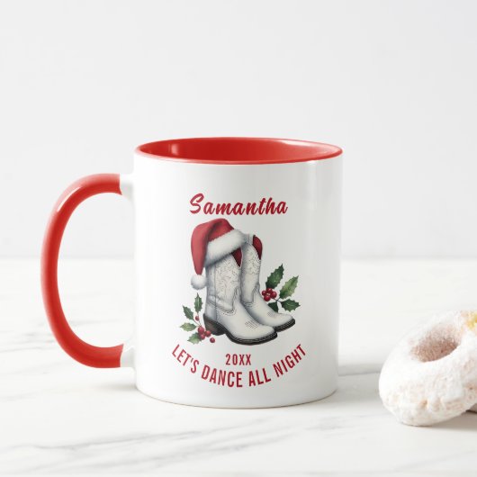 Rustikaler Cowboy Boots Tasse (Mit Donut)