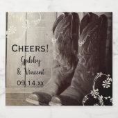 Rustikaler Cowboy Boots Western Blumenzauber Bierflaschenetikett (Einzelnes Label)