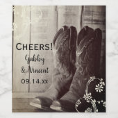 Rustikaler Cowboy Boots Western Blumenzauber Weinetikett (Einzelnes Label)