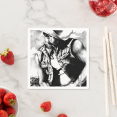 Rustikaler Cowboy Coole Holzkohle Zeichnend Serviette (Beispiel)