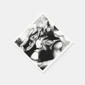 Rustikaler Cowboy Coole Holzkohle Zeichnend Serviette (Ecke)