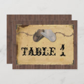 Rustikaler Cowboy Hats Barbarei Tischnummer (Vorne/Hinten)