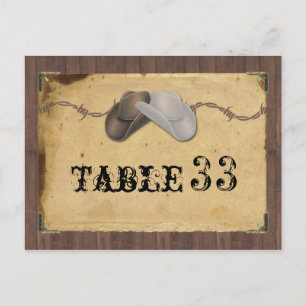 Rustikaler Cowboy Hats Barbarei Tischnummer