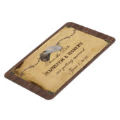 Rustikaler Cowboy Hats Hochzeit retten das Datum Magnet (Linke Seite)