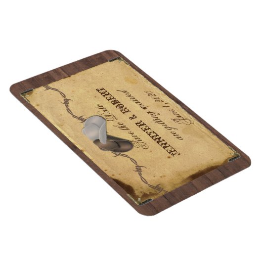 Rustikaler Cowboy Hats Hochzeit retten das Datum Magnet (Rechte Seite)