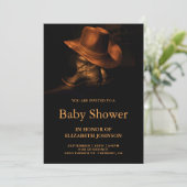 Rustikaler Cowboy-Hut und Boots Baby-Dusche Einladung (Stehend Vorderseite)