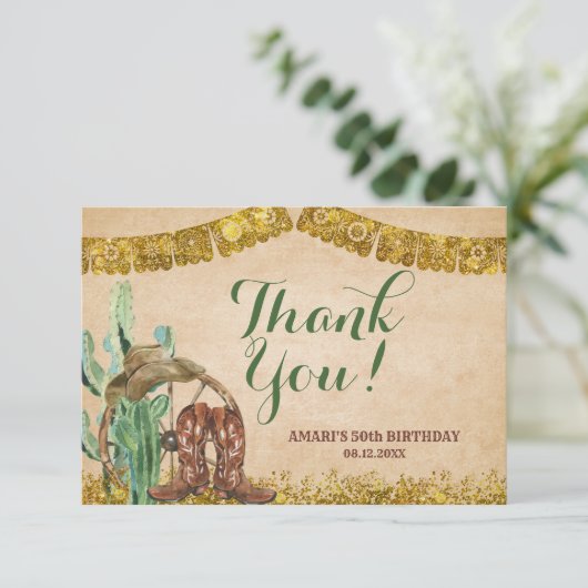 Rustikaler Cowboy im Südwesten Dankeskarte (Stehend Vorderseite)