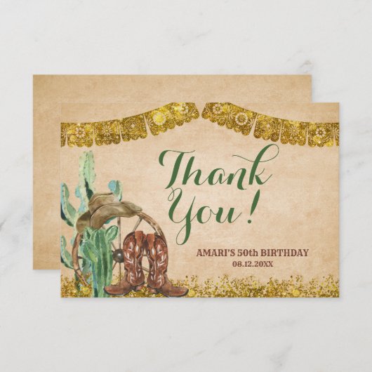 Rustikaler Cowboy im Südwesten Dankeskarte (Vorne/Hinten)