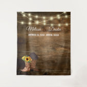 Rustikaler Cowboy-Sonnenblumen-Western Hochzeitsvo Wandteppich (Vorderseite)