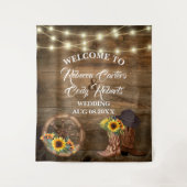 Rustikaler Cowboy-Sonnenblumen-Western Hochzeitsvo Wandteppich (Vorderseite)