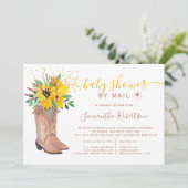 Rustikaler Cowboy stickt Aquarell Babydusche per P Einladung (Stehend Vorderseite)