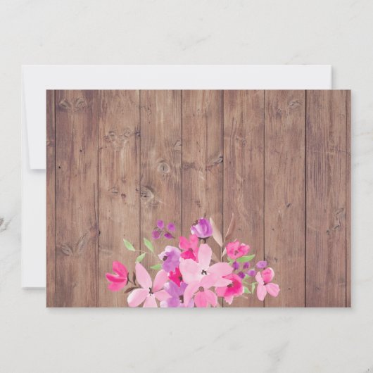 Rustikaler Cowboy stickt florale Babydusche per Po Einladung (Rückseite)