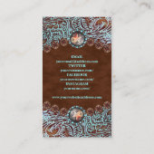 rustikaler Cowboy trendiger türkisfarbener Western Visitenkarte (Rückseite)