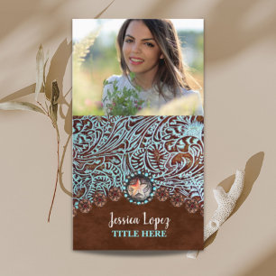 rustikaler Cowboy trendiger türkisfarbener Western Visitenkarte