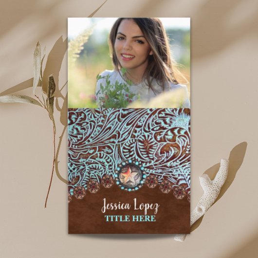 rustikaler Cowboy trendiger türkisfarbener Western Visitenkarte