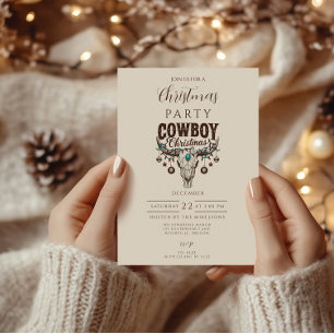 Rustikaler Cowboy-Weihnachten Einladung