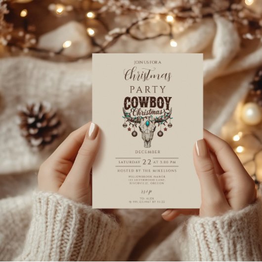 Rustikaler Cowboy-Weihnachten Einladung