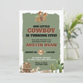 Rustikaler Cowboy-Western als Geburtstag Einladung (Stehend Vorderseite)