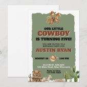 Rustikaler Cowboy-Western als Geburtstag Einladung (Vorne/Hinten)