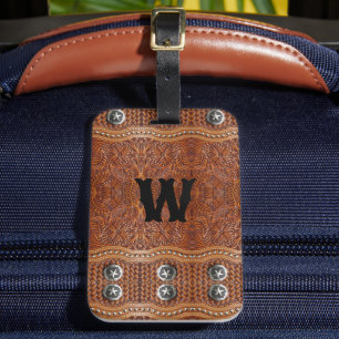 Rustikaler Cowboy-Western Country Monogram Gepäckanhänger