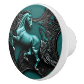 Rustikaler Cowboy Western Land Türkis Pferd Keramikknauf (Rechts)