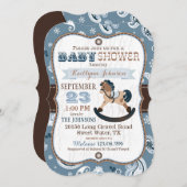 Rustikaler Cowboy-Western Rocking Horse Baby-Dusch Einladung (Vorne/Hinten)