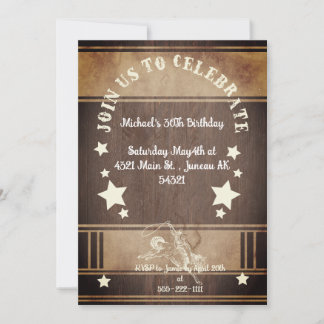 Rustikaler Cowboy zum 30. Geburtstag Einladung
