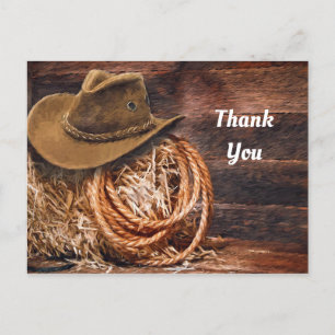 Rustikaler Cowboyhut-Seil-Heu-Foto-Dankeschön Postkarte