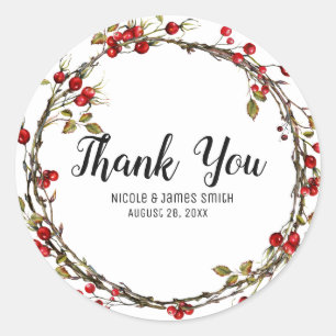 Rustikaler Cranberry-Beeren-Feiertagskranz Gefalle Runder Aufkleber