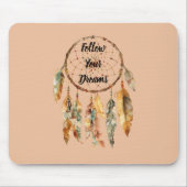 Rustikaler Creme Boho Federn Traumfänger Mousepad (Vorne)