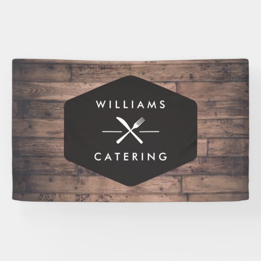 Rustikaler Crossed Gabel Knife Logo Catering Banner (Horizontal)