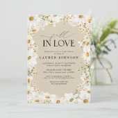 Rustikaler Daisy Rückgang der Liebe QR Code Brautp Einladung (Stehend Vorderseite)