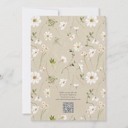 Rustikaler Daisy Rückgang der Liebe QR Code Brautp Einladung (Rückseite)