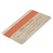 Rustikaler Damast Save-the-Date-Magnet, Orange Magnet (Linke Seite)