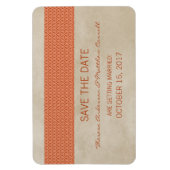 Rustikaler Damast Save-the-Date-Magnet, Orange Magnet (Vertikal)