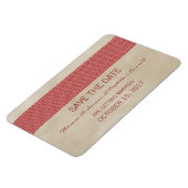 Rustikaler Damast Save-the-Date-Magnet, Rot Magnet (Linke Seite)