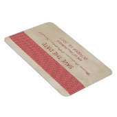 Rustikaler Damast Save-the-Date-Magnet, Rot Magnet (Rechte Seite)