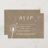 Rustikaler Dandelion blasst Burlap Wedding RSVP (Vorne/Hinten)