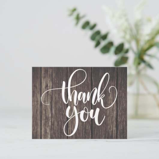 Rustikaler Dank an die Braun Country Wood Wedding Postkarte (Stehend Vorderseite)