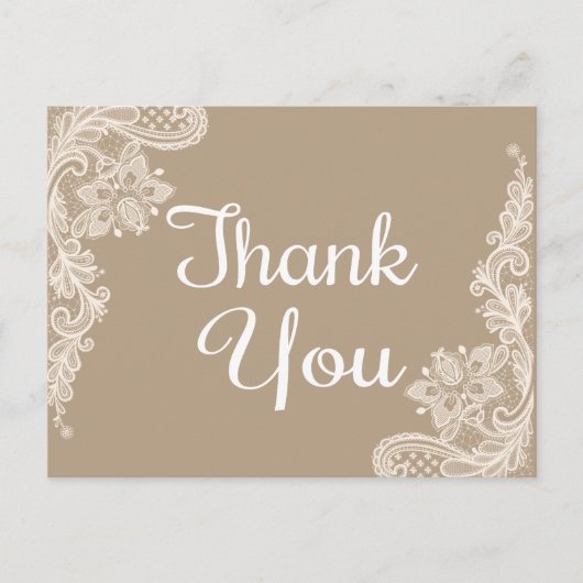 Rustikaler Dank an die braune und weiße Blumenspit Postkarte (Vorderseite)