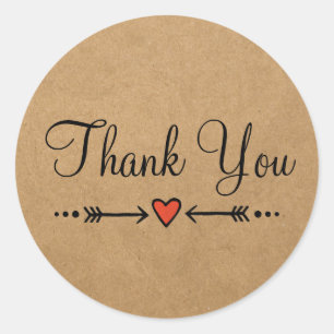 Rustikaler Dank an Pink Sweethearts & Arrows 1 Runder Aufkleber