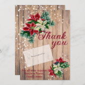 Rustikaler Dank an Poinsettia Karteninhaber Feiertagskarte (Vorne/Hinten)