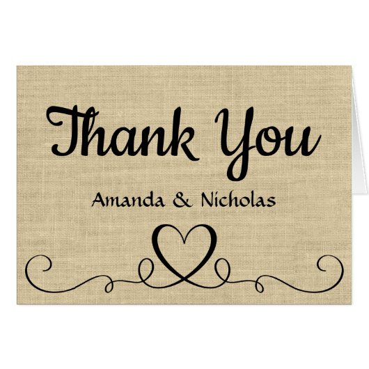 Rustikaler Dank Brawn Burlap Country Hochzeit (Vorderseite (Horizontal))