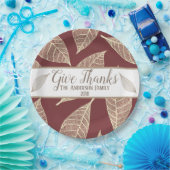 Rustikaler Dank Cream Blätter & Pear Red Pappteller (Party)