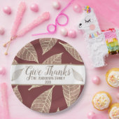 Rustikaler Dank Cream Blätter & Pear Red Pappteller (Party)