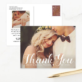 Rustikaler Dank, dass Sie Script Wedding Foto gebü Postkarte
