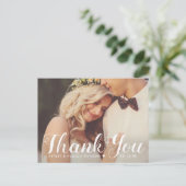 Rustikaler Dank, dass Sie Script Wedding Foto gebü Postkarte (Stehend Vorderseite)