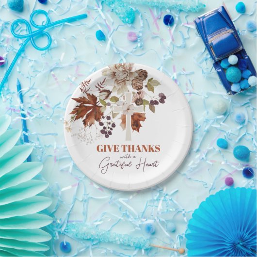 Rustikaler Dank Fall Floral Paper Plate Pappteller (Party)