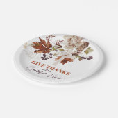 Rustikaler Dank Fall Floral Paper Plate Pappteller (Schrägansicht)