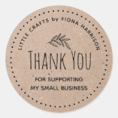 Rustikaler Dank für die Unterstützung meines klein Runder Aufkleber (Vorderseite)